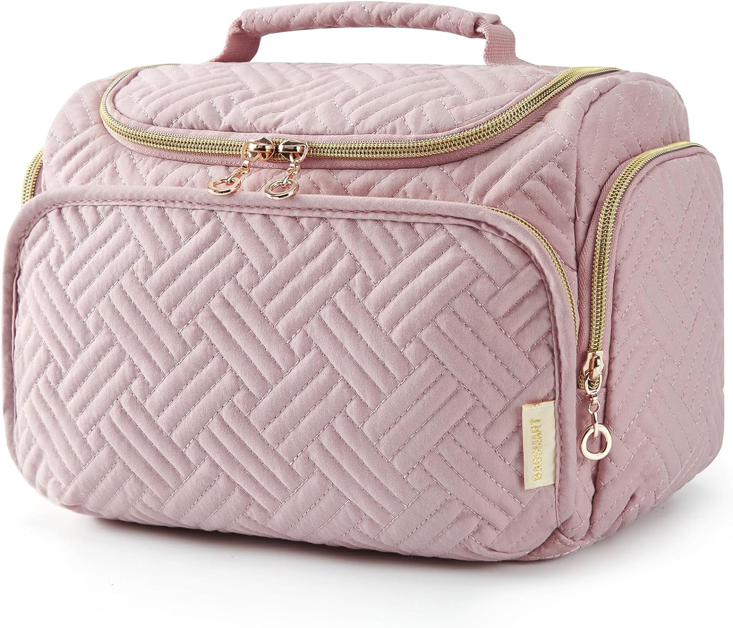 Travel Toiletry Bag, Large Wide-Open Travel Bag for Toiletries, Makeup Cosmetic Travel Bag with Handle, Pink-M