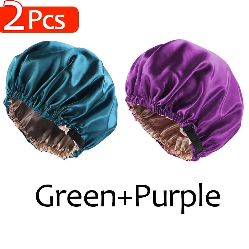 Luxurious 2-Piece Satin Bonnet Set for Effortless Nighttime Hair Care with Stylish Head Tie Band