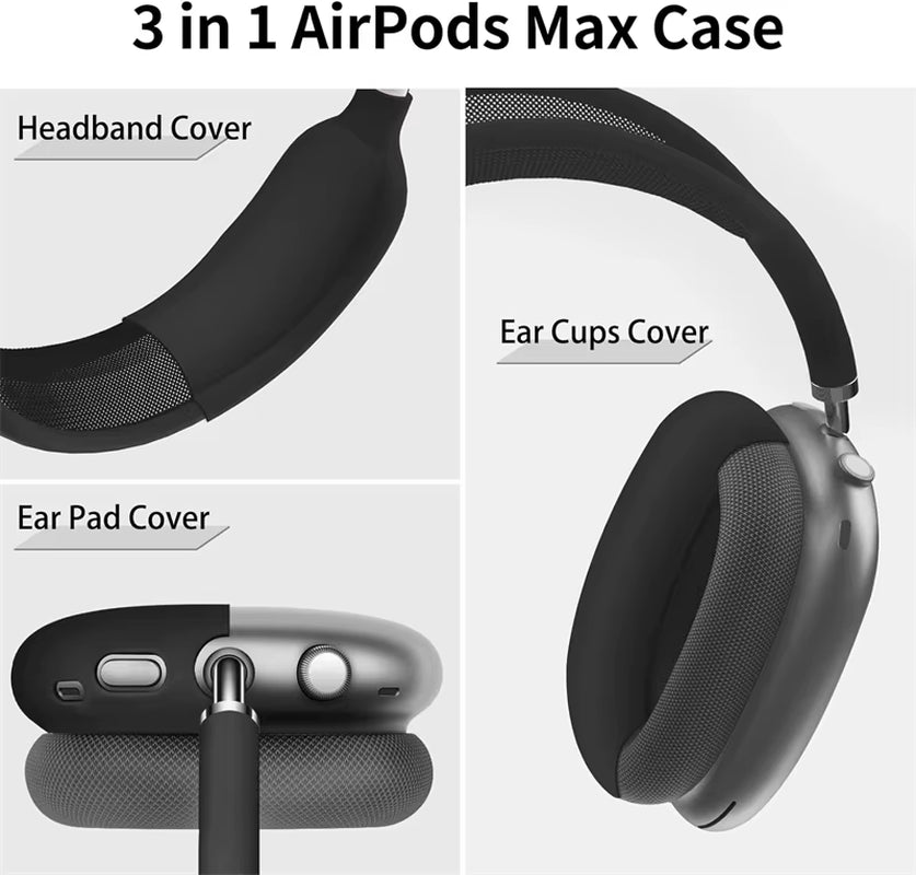 3 in 1 Soft Silicone Skin Protector Headphones Case for Airpods Max Airpodmax anti Scratch Shockproof Earphone Cover Accessories