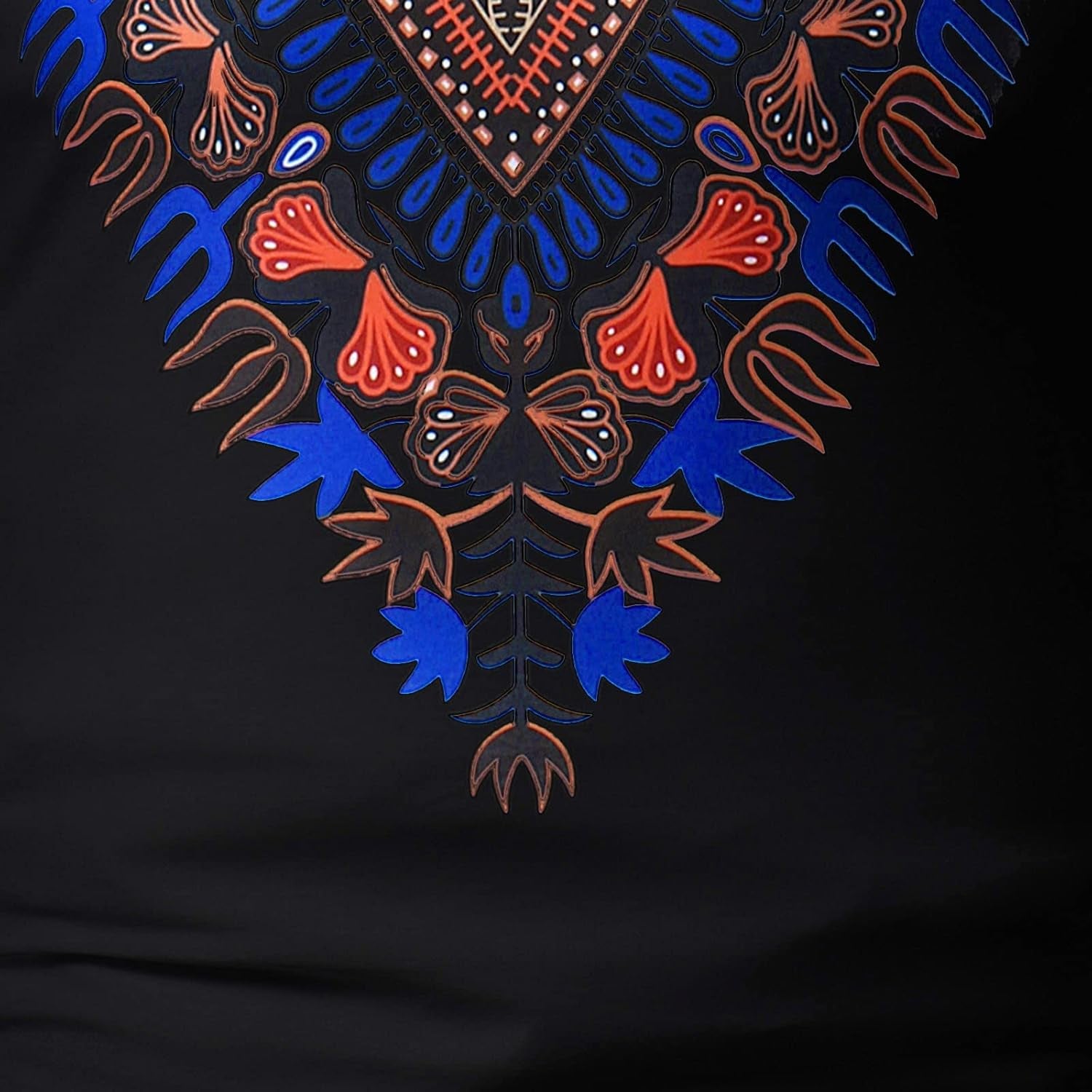 Men African Dashiki T Shirt Tribal Floral Print Short Sleeve round Neck Slim Fit Shirts Tops(B)