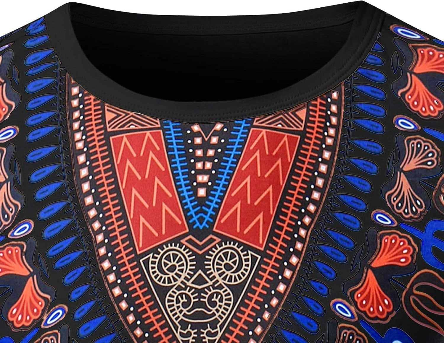 Men African Dashiki T Shirt Tribal Floral Print Short Sleeve round Neck Slim Fit Shirts Tops(B)