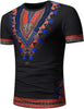 Men African Dashiki T Shirt Tribal Floral Print Short Sleeve round Neck Slim Fit Shirts Tops(B)