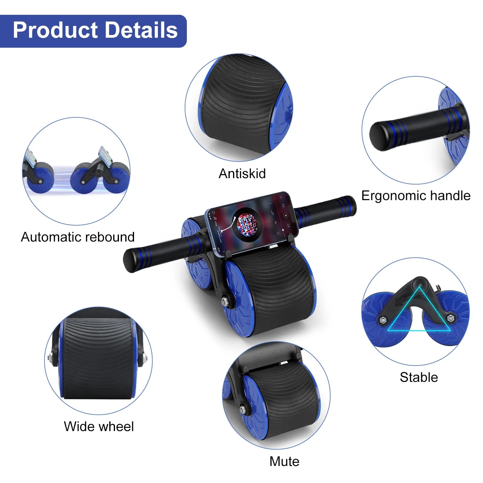 Dual-Wheel Automatic Rebound Abdominal Roller