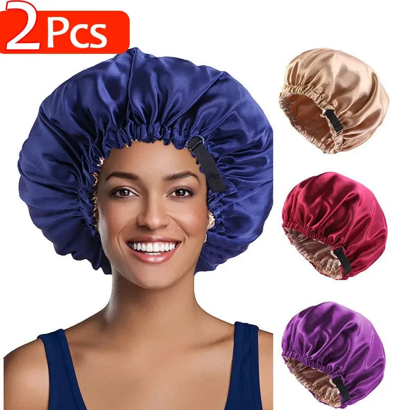 Luxurious 2-Piece Satin Bonnet Set for Effortless Nighttime Hair Care with Stylish Head Tie Band