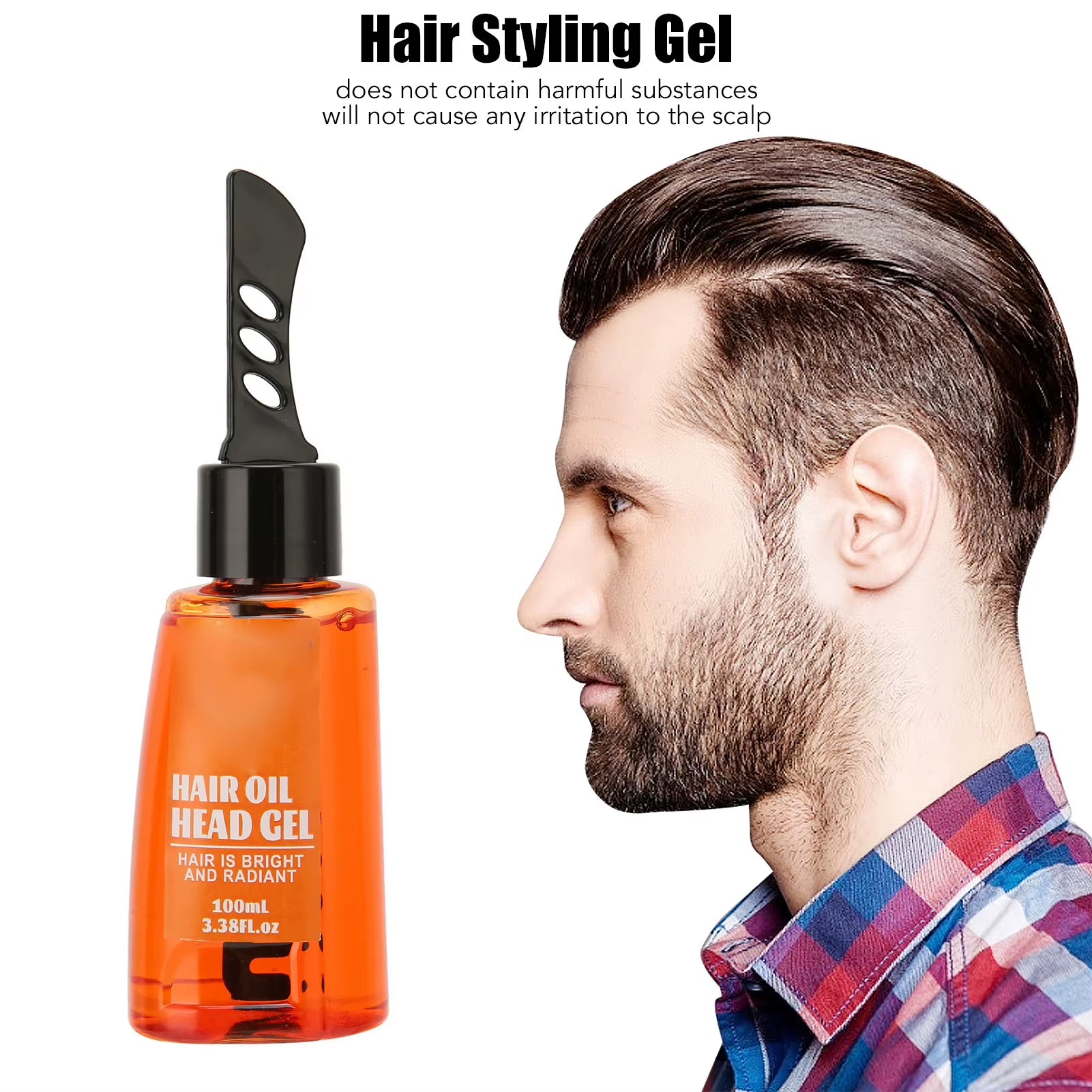 Achieve the Perfect Slicked Back Look with Our 100ml Men’s Hair Styling Gel Oil and Wide Tooth Comb