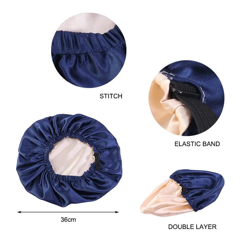 Luxurious 2-Piece Satin Bonnet Set for Effortless Nighttime Hair Care with Stylish Head Tie Band