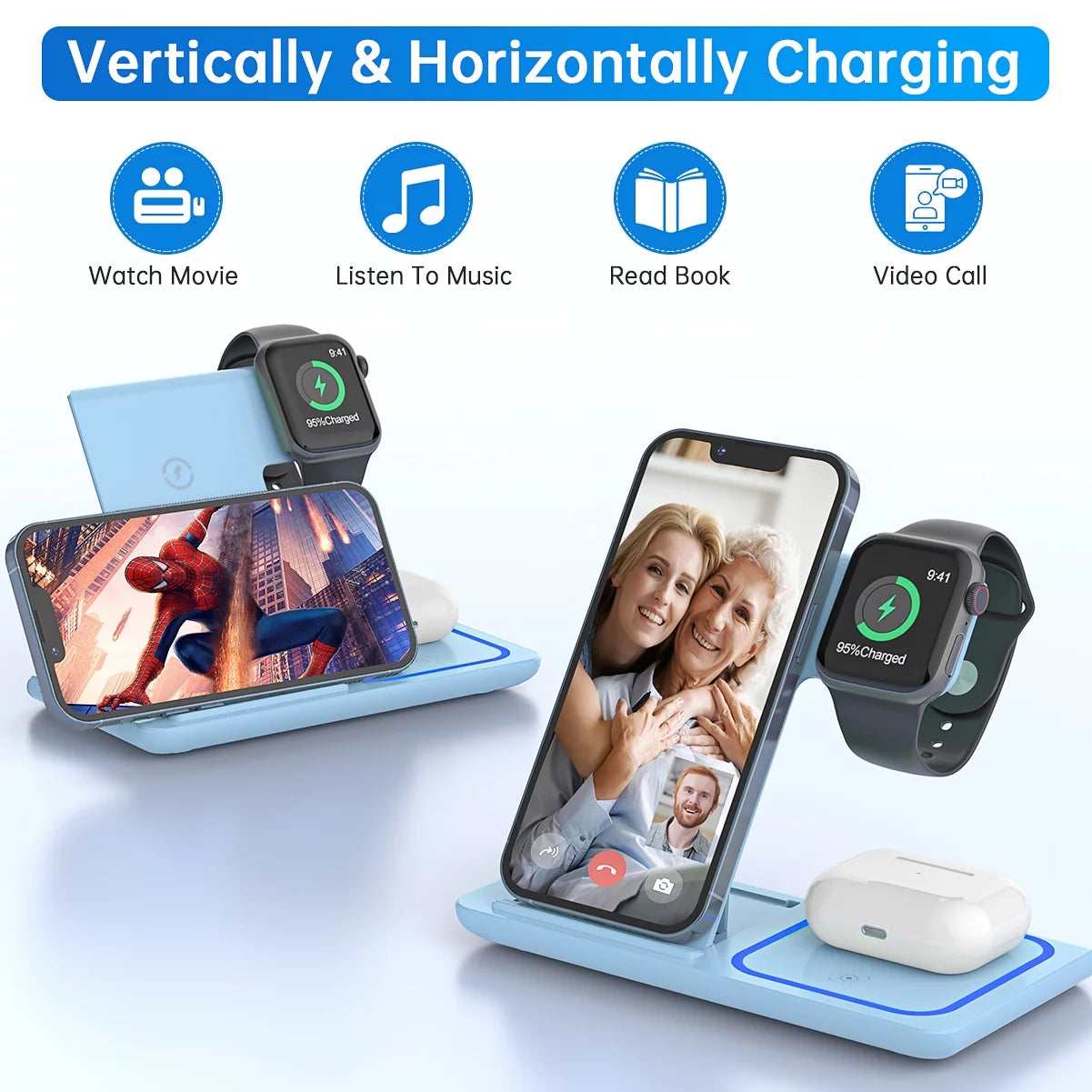 Charge-a-Palooza Wireless Wizard - Ultimate 3-in-1 Device Reviver for iGadgets & Ear Snacks in Stylish Blue!